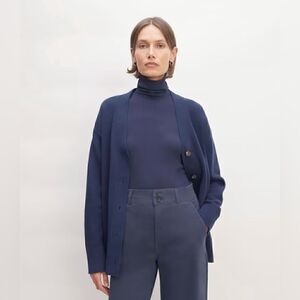 NWT Everlane The Organic Cotton Cardigan in Navy Size XXS